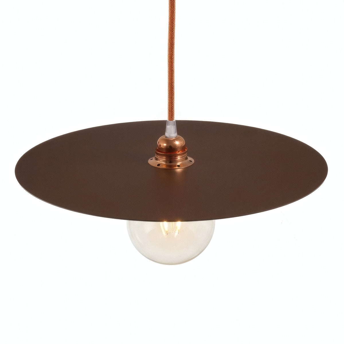 Płaski klosz dyskowy z żelaza Ø 40 cm do oprawki E27 — Efekt corten