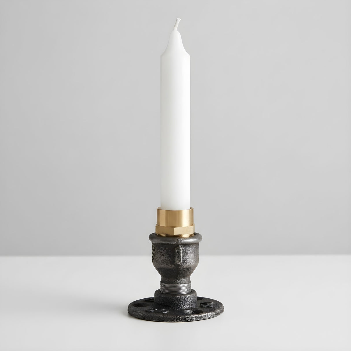 Bougeoir industriel fonte et laiton pour bougie de 22 mm