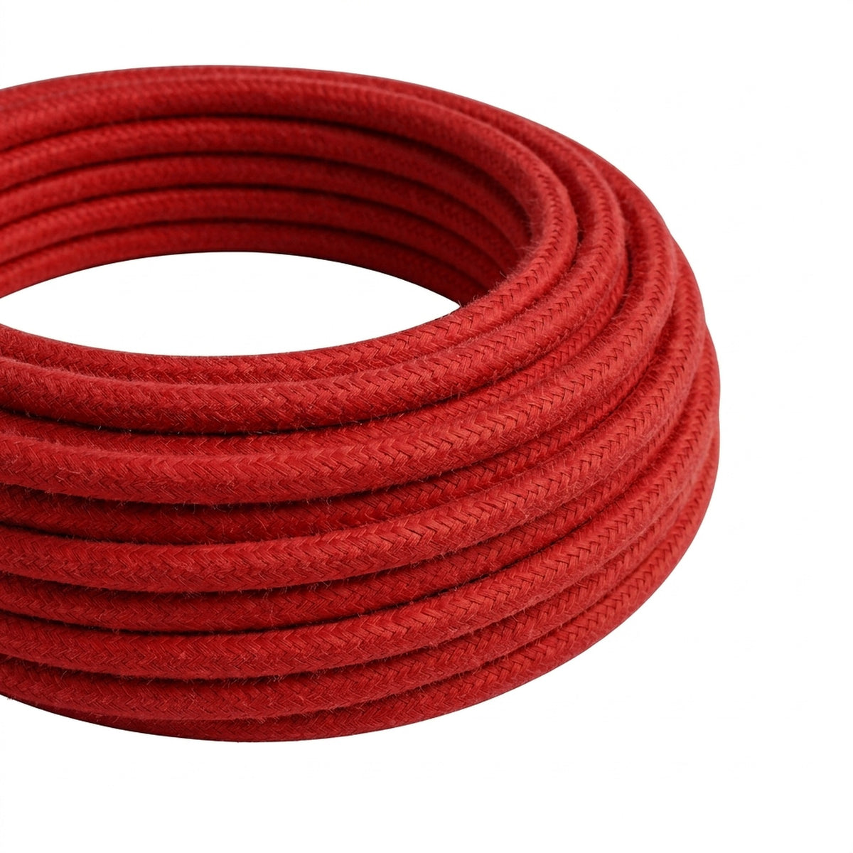 Okrągły kabel w oplocie bawełnianym – Ognista czerwień