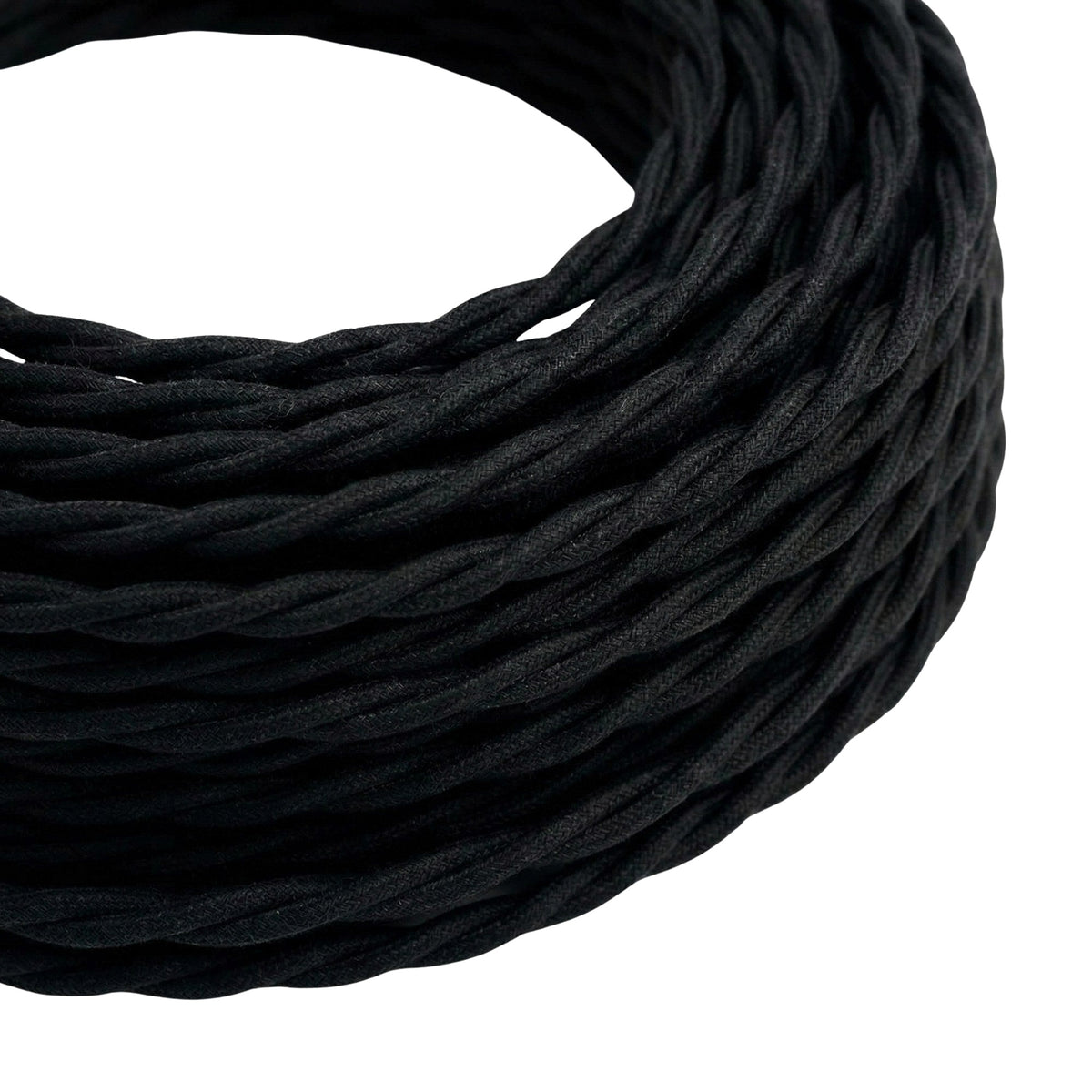 Skręcany kabel w oplocie bawełnianym – Węglowa czerń