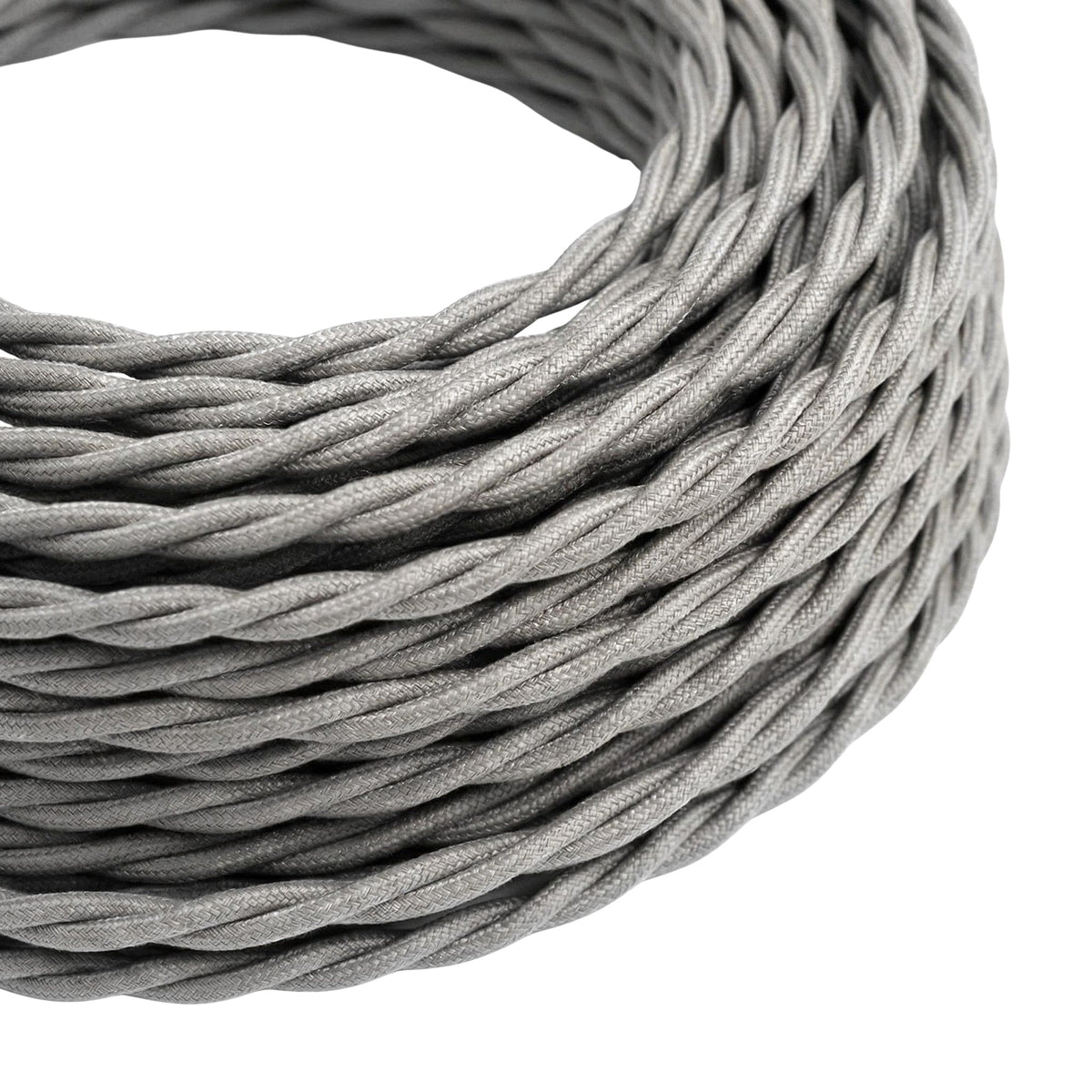 Skręcany kabel w oplocie z efektem jedwabiu – Srebrny