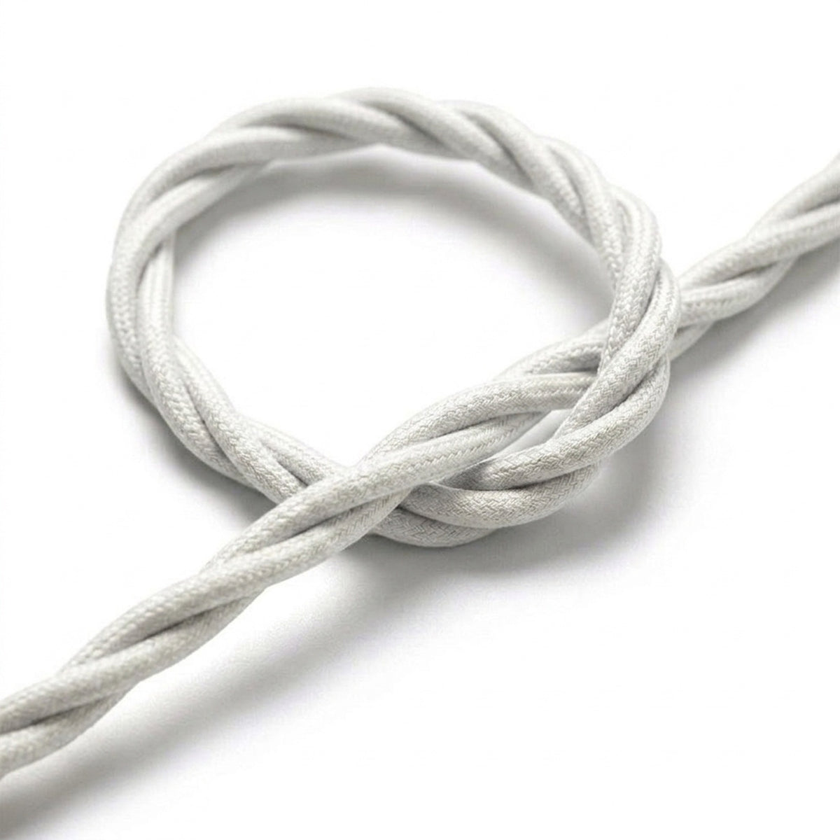 Skręcany kabel w oplocie z efektem jedwabiu – Biel optyczna