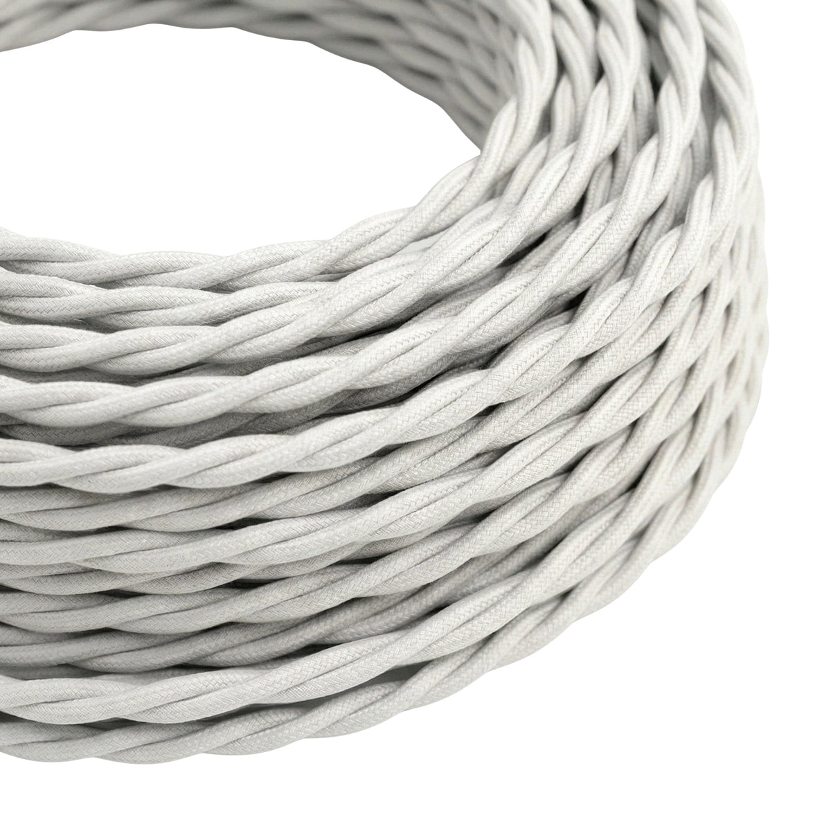 Skręcany kabel w oplocie z efektem jedwabiu – Biel optyczna