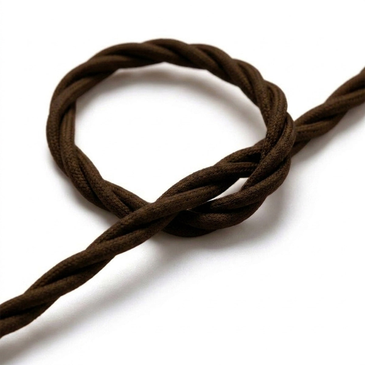 Skręcany kabel w oplocie z efektem jedwabiu – Brąz espresso