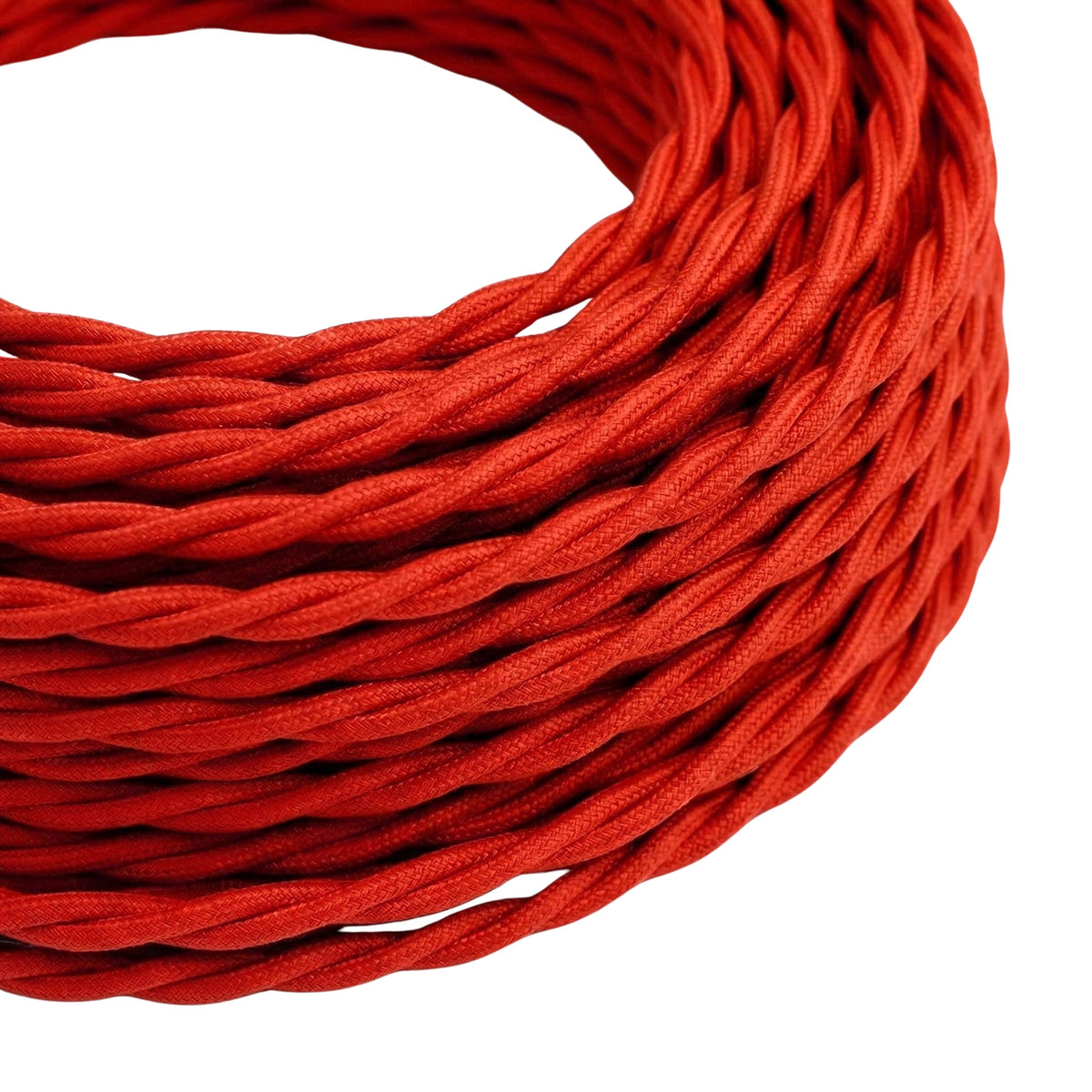 Skręcany kabel w oplocie z efektem jedwabiu – Ognista czerwień