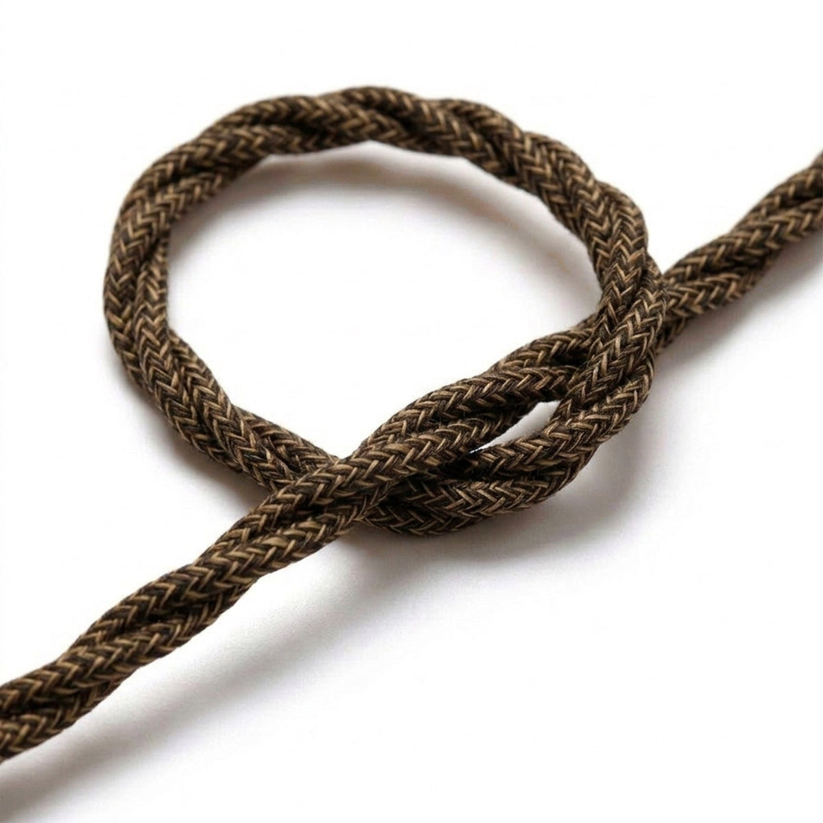 Skręcany kabel w oplocie z naturalnego lnu – Brązowy
