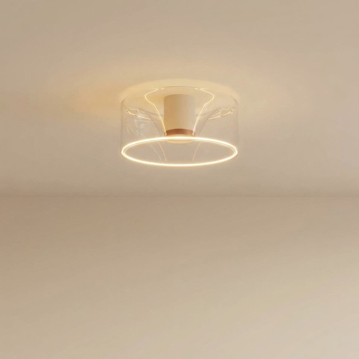 Żarówka LED donut E27 z przezroczystego szkła, Ø 195 mm, pod sufitem, miękkie ciepłe światło