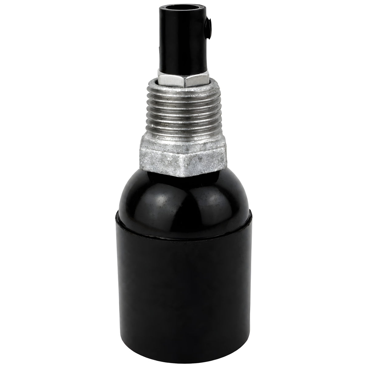 Zestaw oprawki E27 bakelitowej na złączce z żeliwa ocynkowanego 1/2'' (15x21mm) z gwintem zewnętrznym