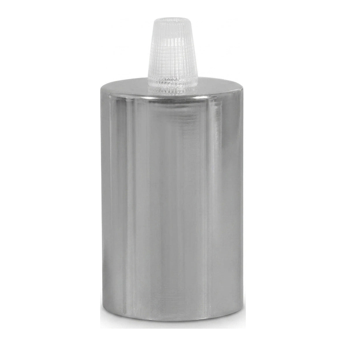 Oprawka E27 cylindryczna metalowa — Stożkowy plastikowy / Chrom