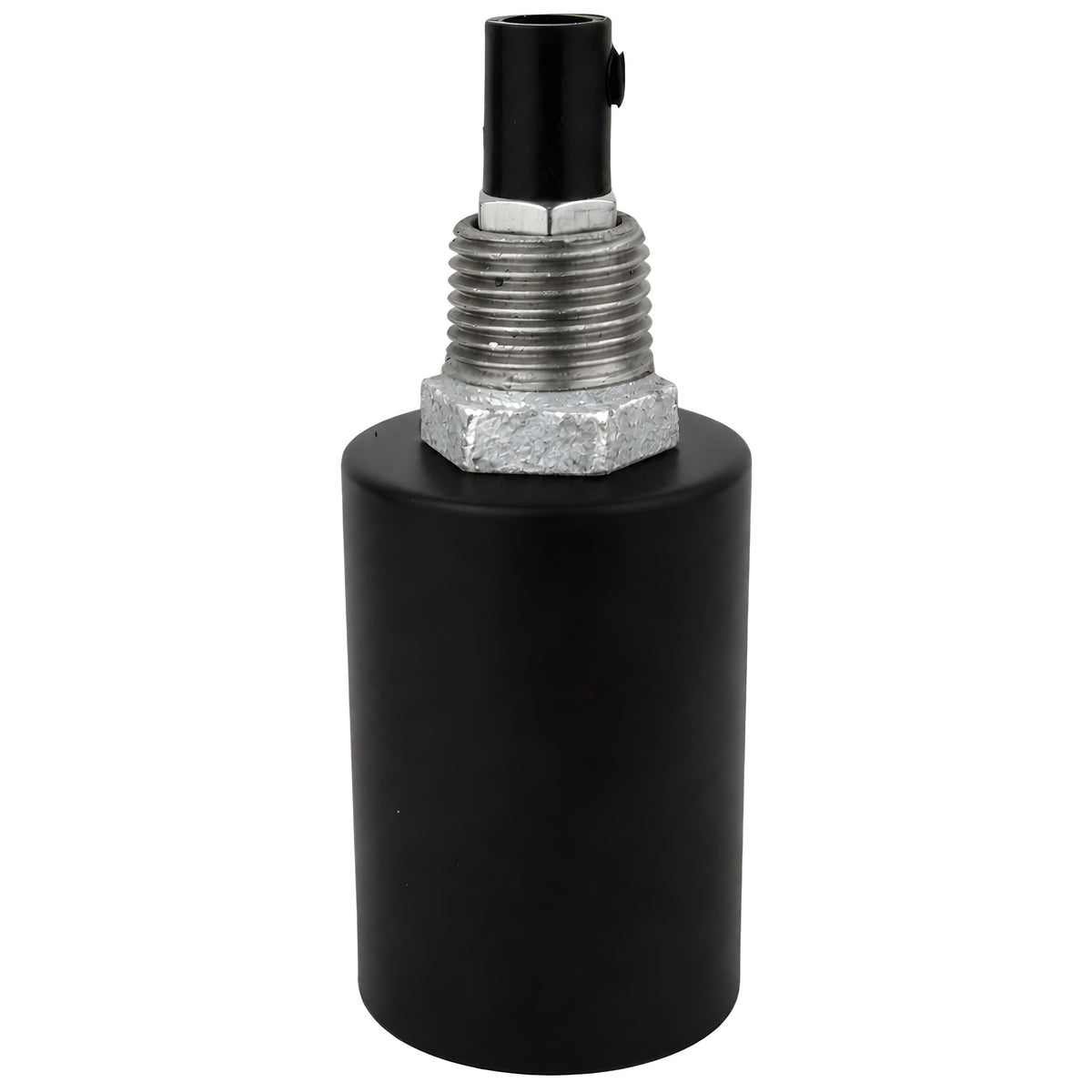 Zestaw oprawki E27 z gładkiego metalu w kolorze czarnym na złączce z żeliwa ocynkowanego 1/2'' (15x21mm) z gwintem zewnętrznym