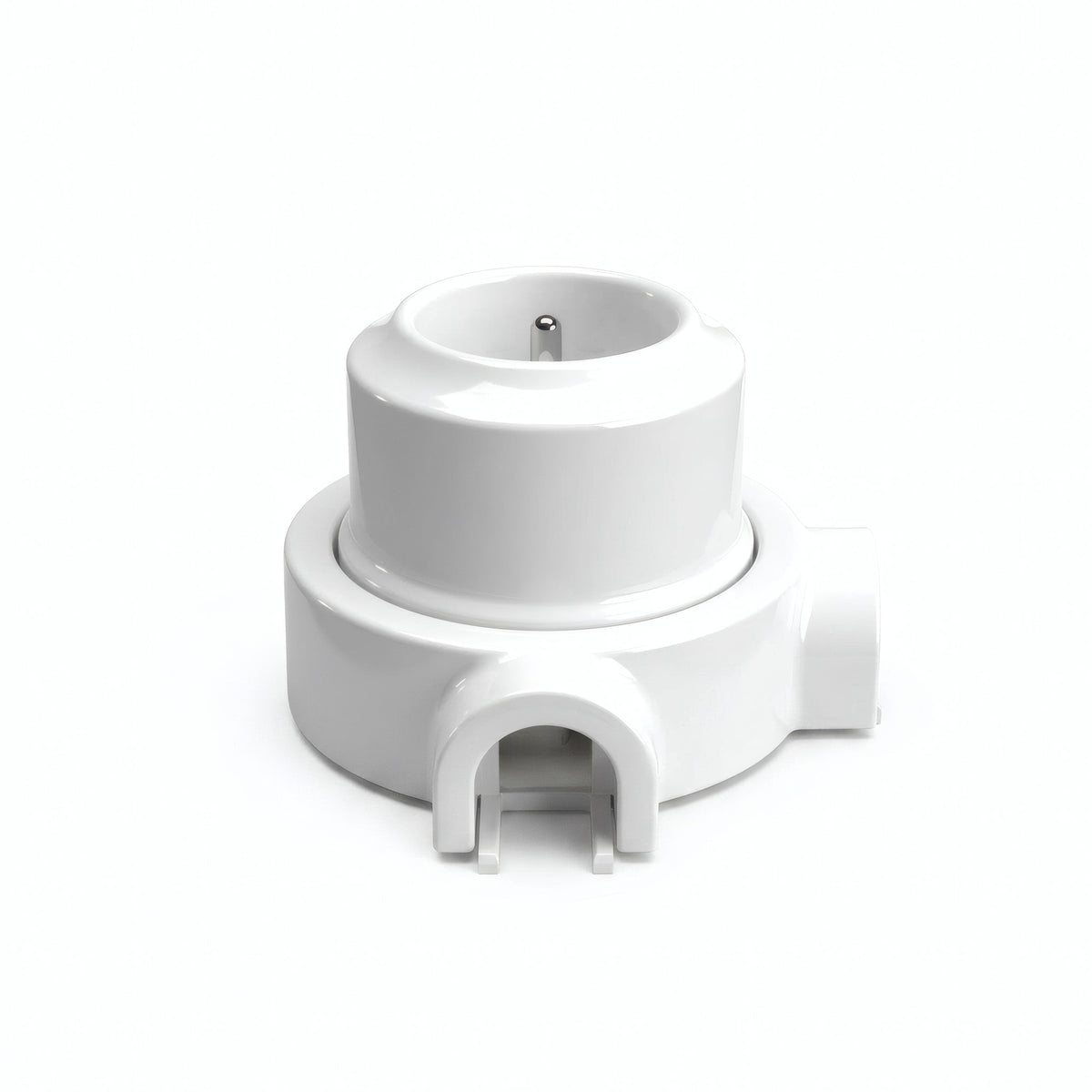 Zestaw: porcelanowe gniazdo ścienne i podstawa — Francuskie 2P+T 16 A / Biały / 2 wyjścia