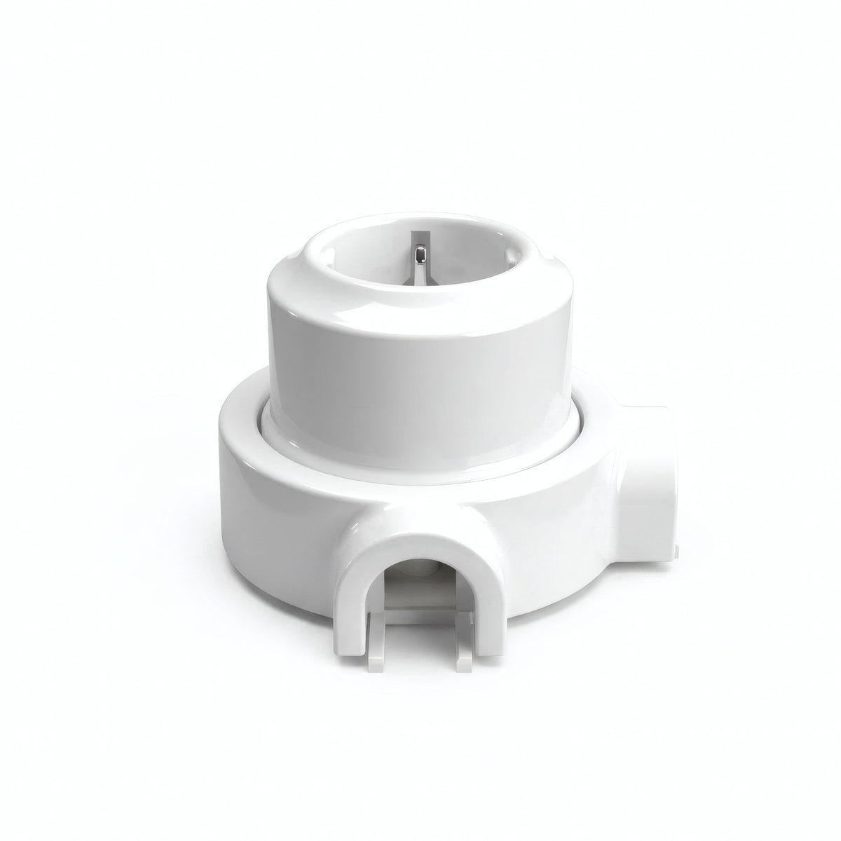 Zestaw: porcelanowe gniazdo ścienne i podstawa — Schuko 2P+T 16 A / Biały / 2 wyjścia