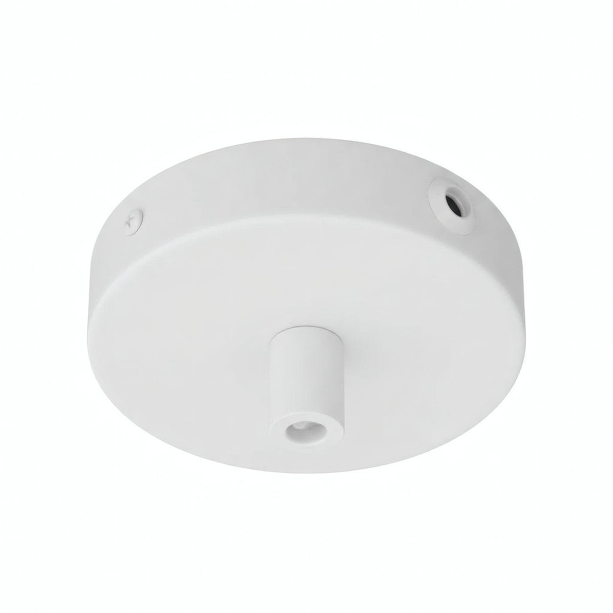 Mini rozeta cylindryczna z metalu, Ø 83 mm — 1 otwór centralny i 2 boczne / Cylindryczny metalowy / Biały matowy