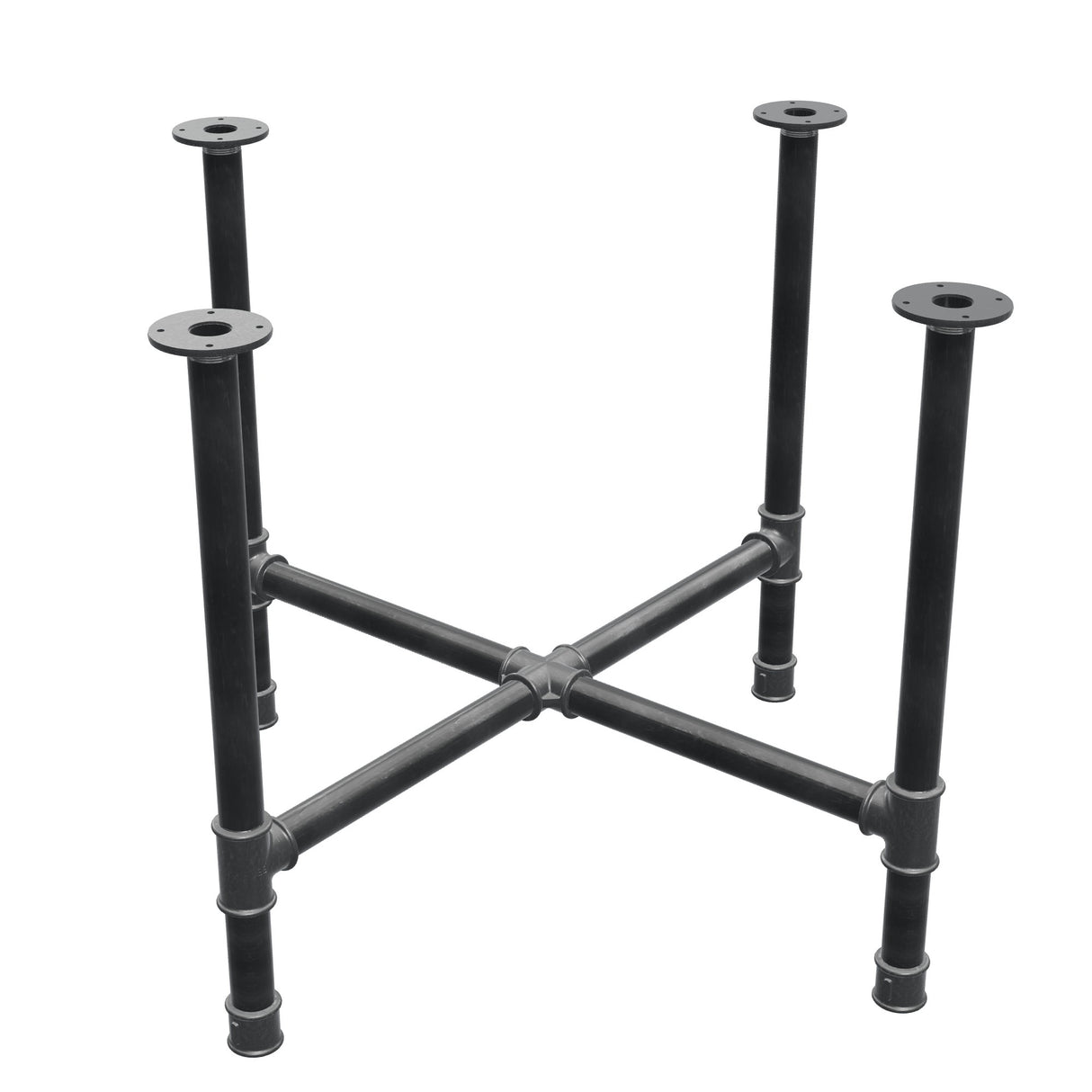 Podstawa stołu jadalnego, nogi krzyżakowe, żeliwo i stal Ø 42 mm, 101 × 101 cm, wysokość 74 cm