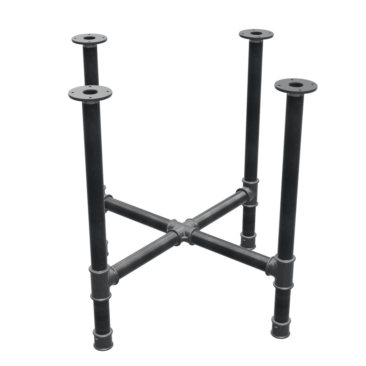 Podstawa stołu jadalnego, nogi krzyżakowe, żeliwo i stal Ø 42 mm, 81 × 81 cm, wysokość 74 cm