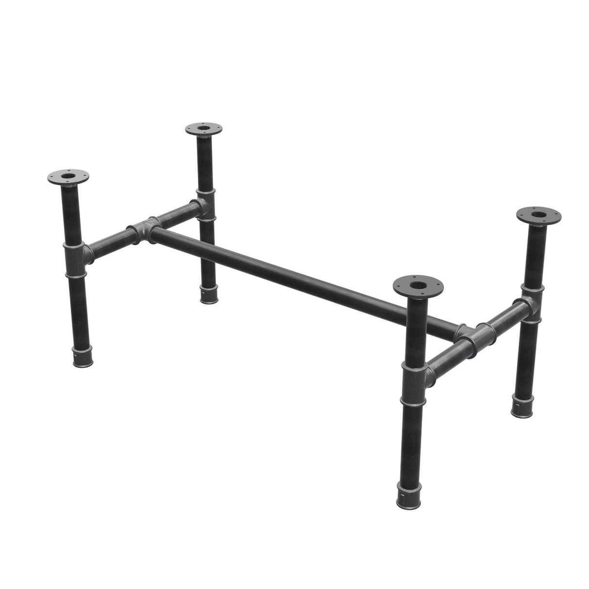 Podstawa stolika kawowego, rama w kształcie H, żeliwo i stal Ø 42 mm, 116 × 61 cm, wysokość 54 cm