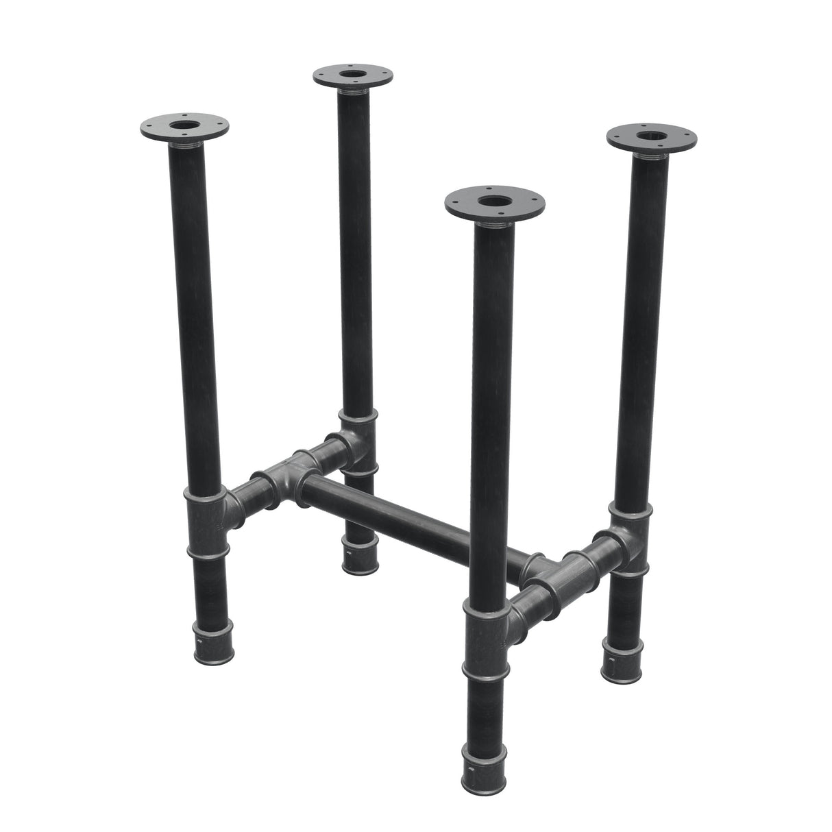 Podstawa stołu jadalnego, rama w kształcie H, żeliwo i stal Ø 42 mm, 56 × 41 cm, wysokość 74 cm