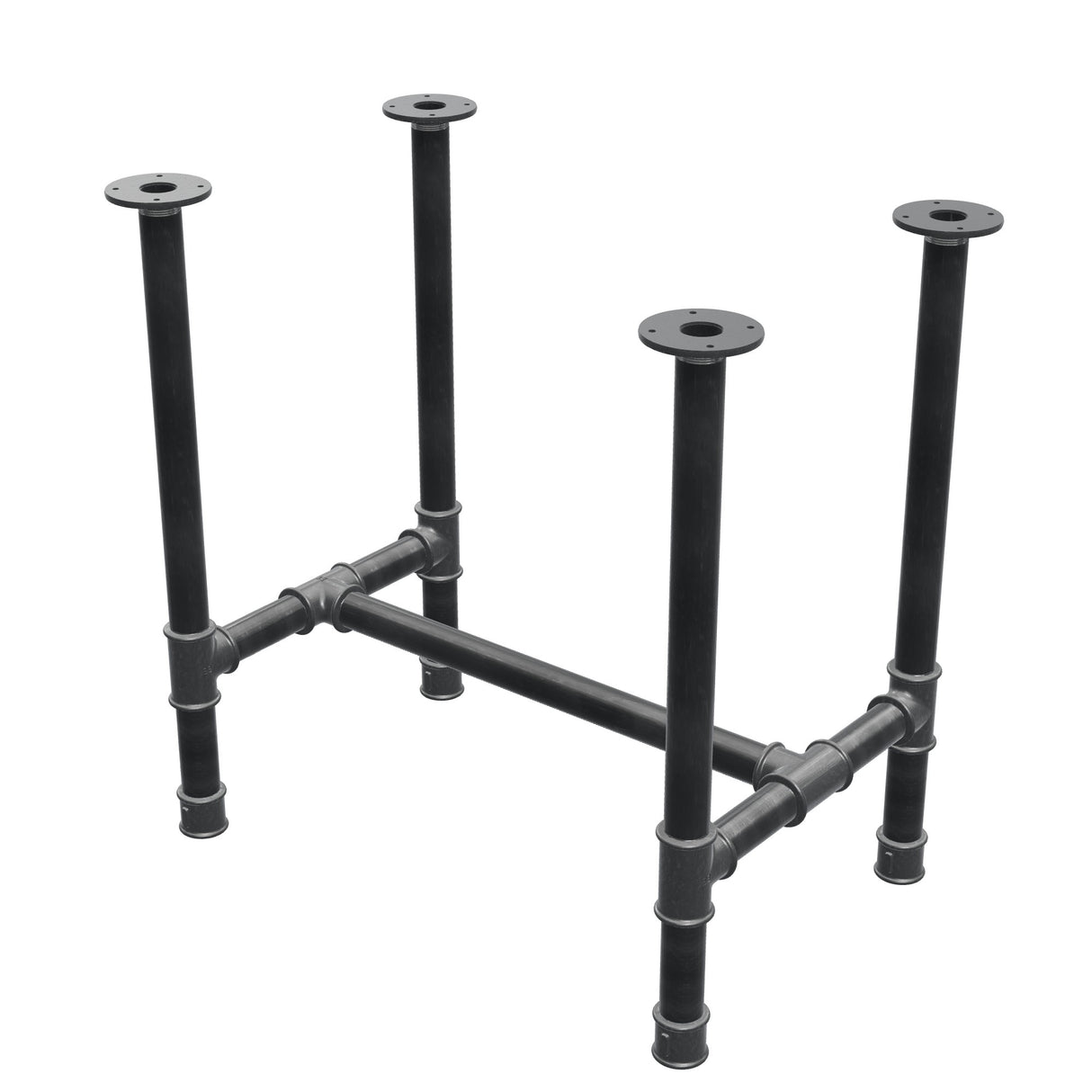 Podstawa stołu jadalnego, rama w kształcie H, żeliwo i stal Ø 42 mm, 76 × 51 cm, wysokość 74 cm