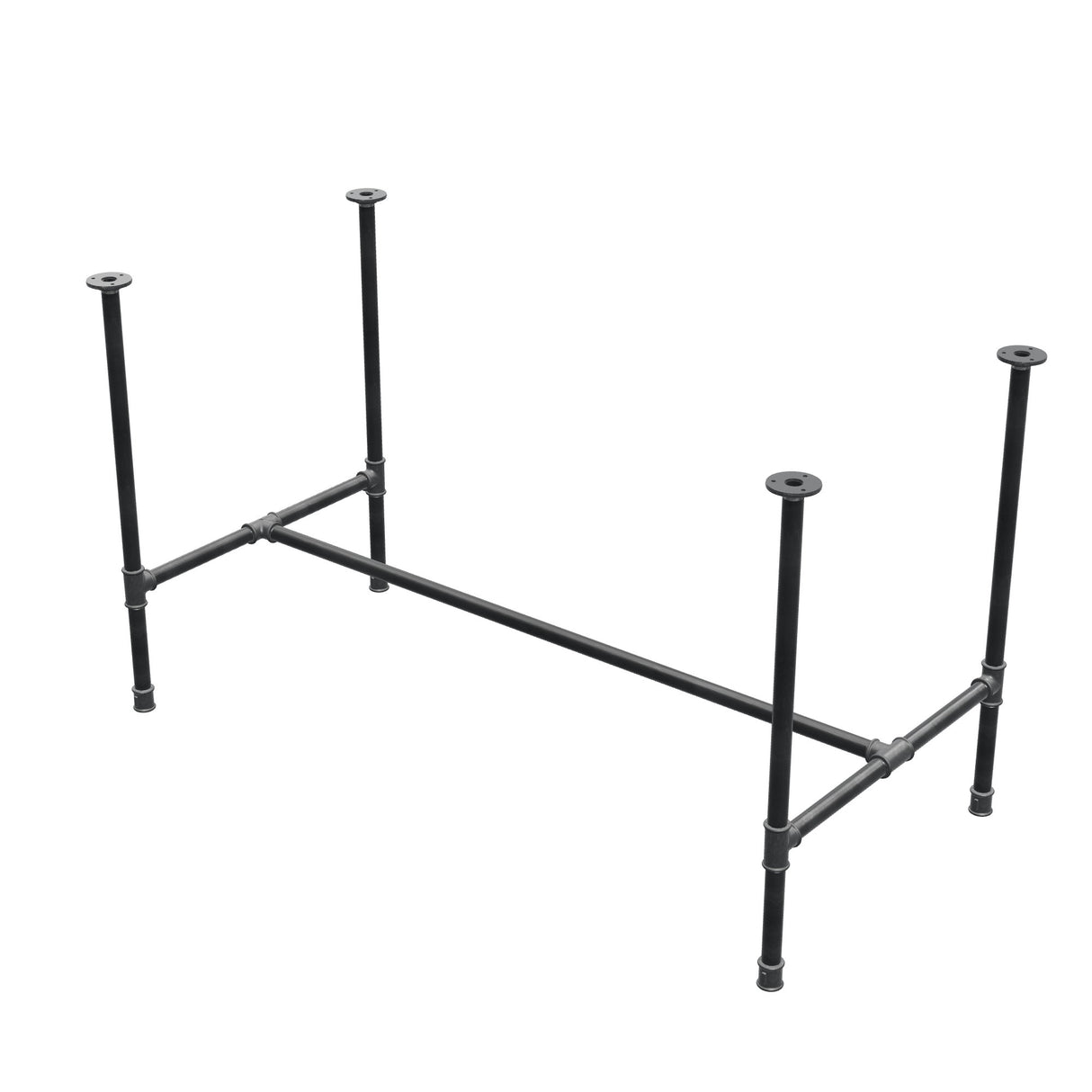 Podstawa stołu jadalnego, rama w kształcie H, żeliwo i stal Ø 27 mm, 131 × 65 cm, wysokość 74 cm