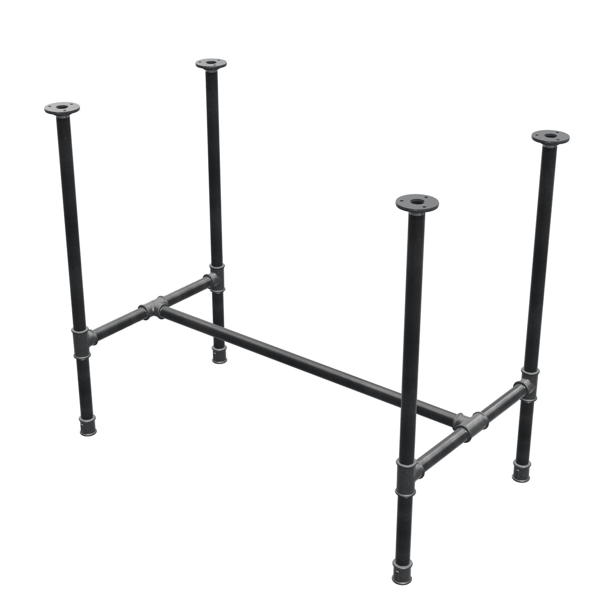 Podstawa stołu jadalnego, rama w kształcie H, żeliwo i stal Ø 27 mm, 91 × 51 cm, wysokość 74 cm