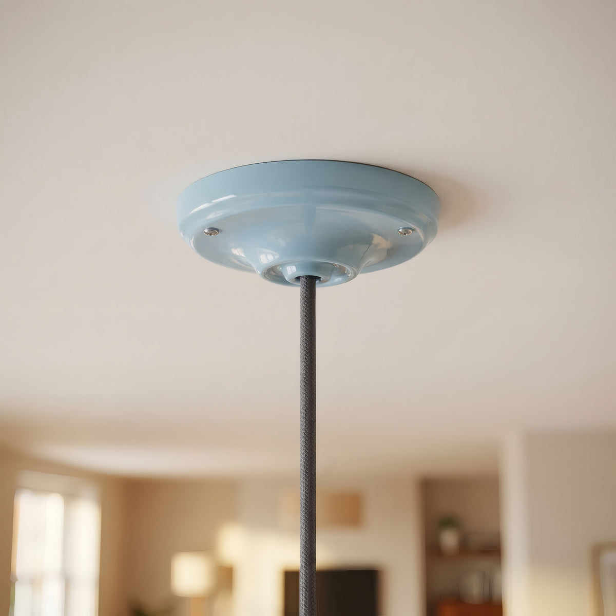 Porcelanowa rozeta z zestawem mocującym, Ø 105 mm — Lazurowy