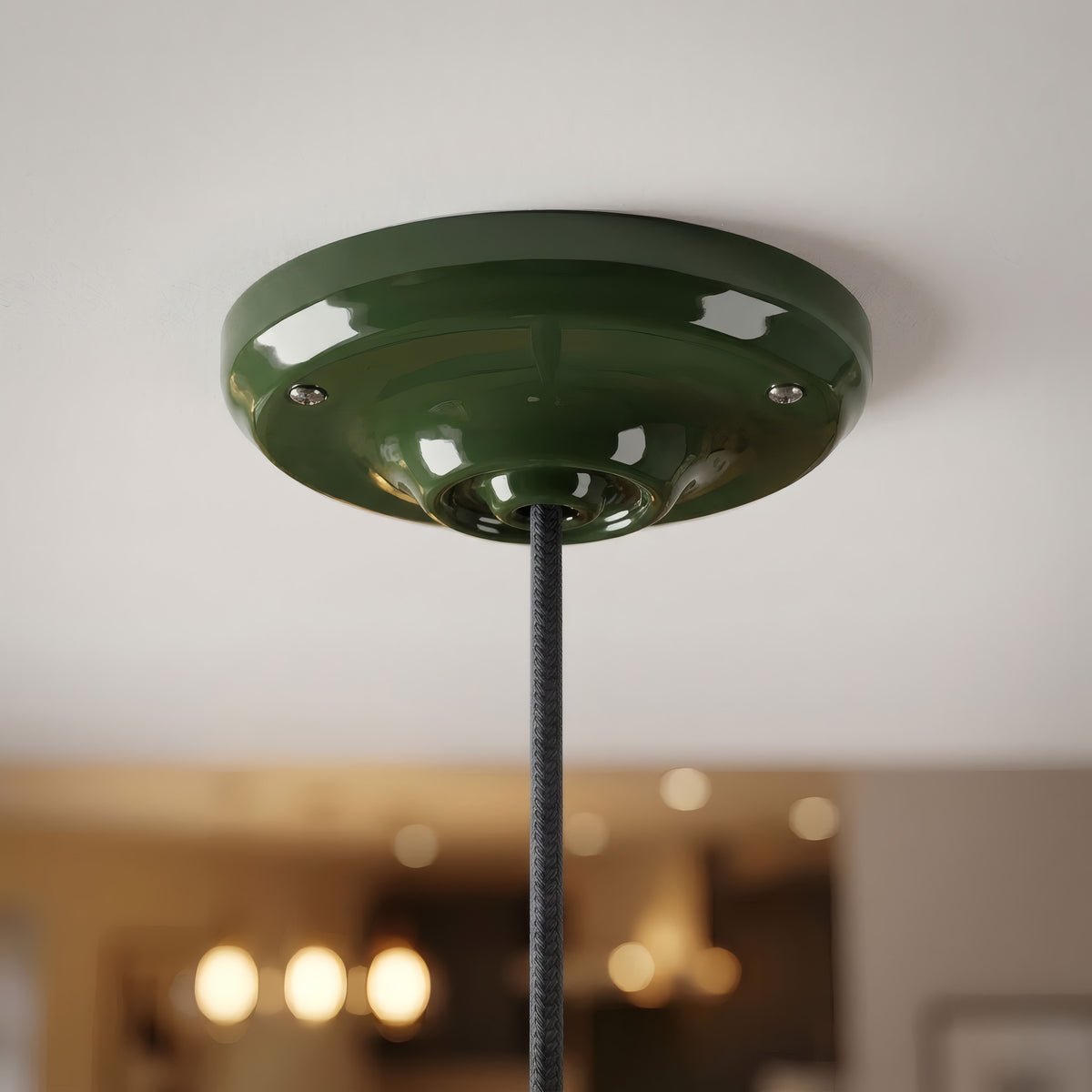 Porcelanowa rozeta z zestawem mocującym, Ø 105 mm — Zielony