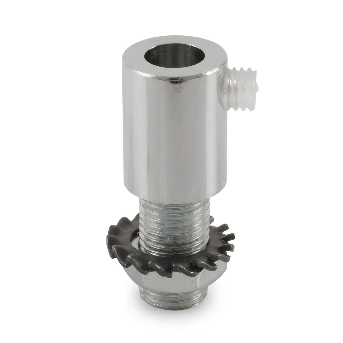 Cylindryczny dławik metalowy M10x1 z nakrętką i podkładką — Chrom