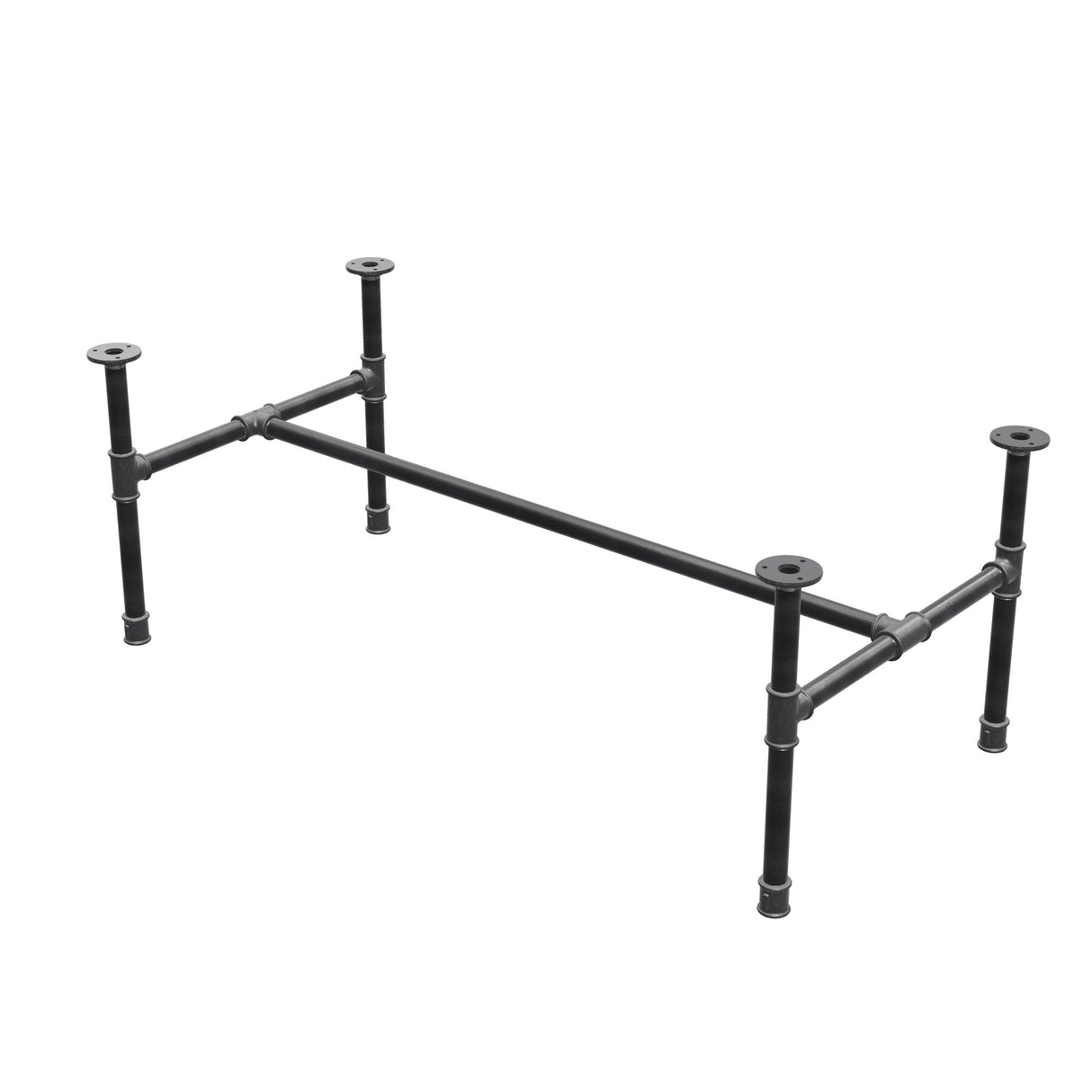 Industrialna podstawa stolika kawowego z żeliwa, w kształcie H, 111 × 55 cm, wysokość 42 cm, ujęcie 3/4