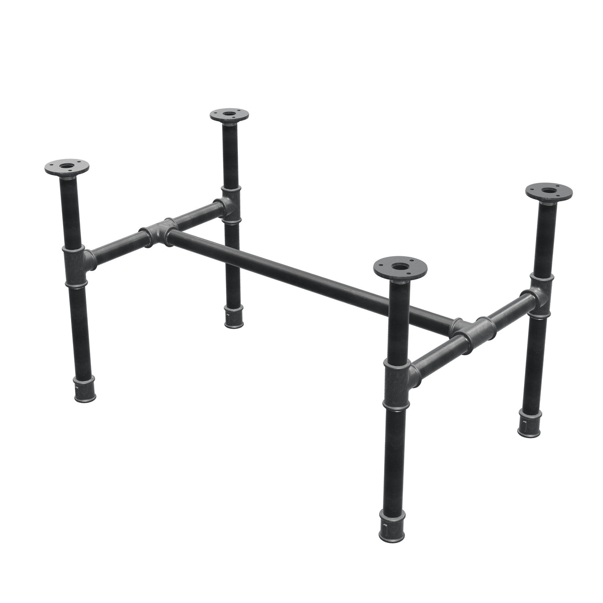 Industrialna podstawa stolika kawowego z żeliwa, w kształcie H, 71 × 45 cm, wysokość 42 cm, ujęcie 3/4