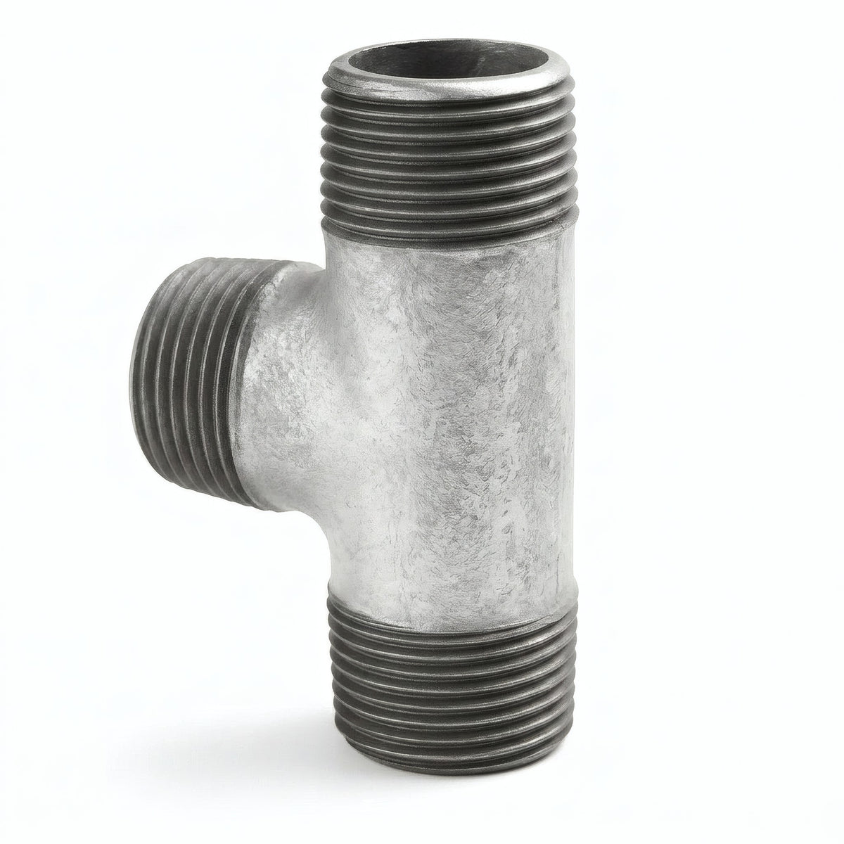 Té égal 90° M/M/M fonte galvanisée - photo produit fond blanc 1