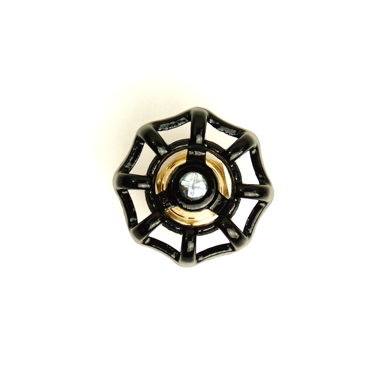 Bouton poignée de porte avec volant noir de vanne en laiton style steampunk