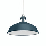 Klosz dzwon z metalu emaliowanego Ø 38 cm do oprawki E27 — Niebieski petrol