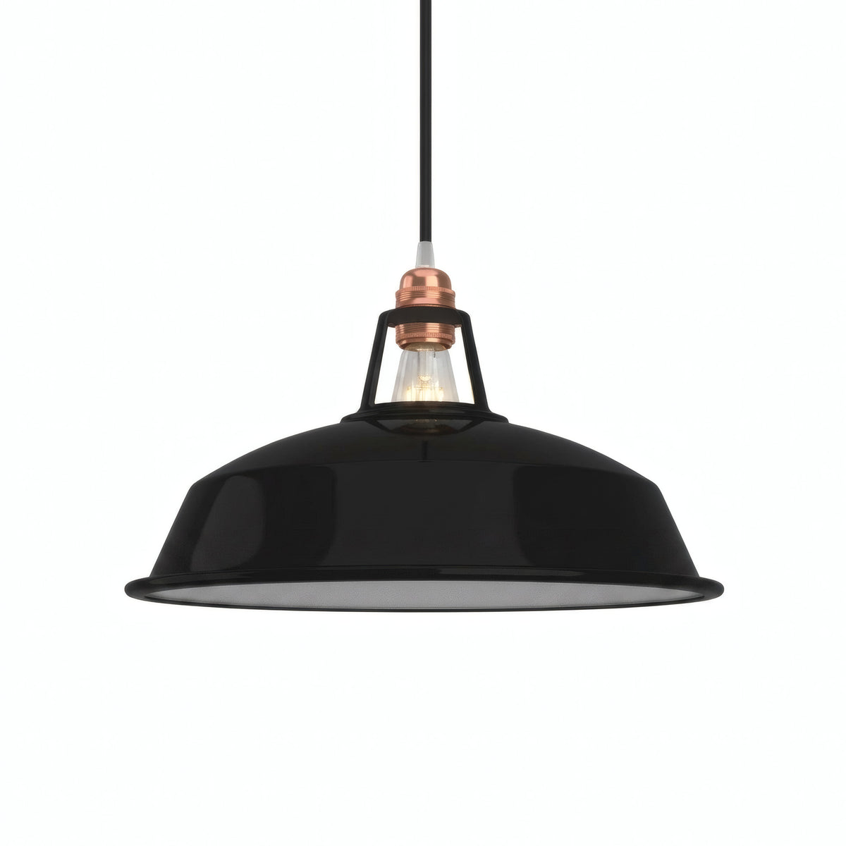 Klosz dzwon z metalu emaliowanego Ø 38 cm do oprawki E27 — Czarny
