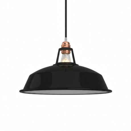 Klosz dzwon z metalu emaliowanego Ø 38 cm do oprawki E27 — Czarny