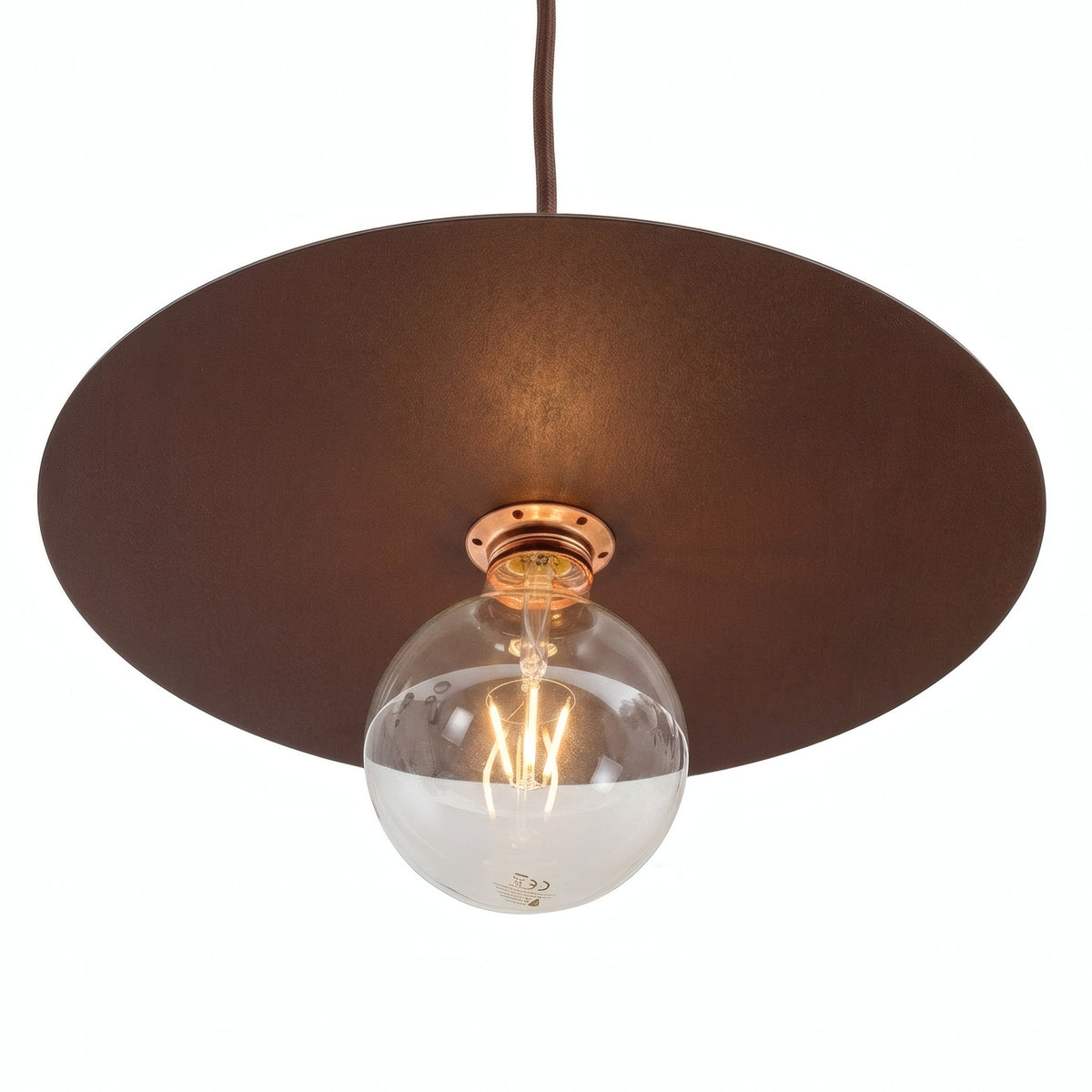 Płaski klosz dyskowy z żelaza Ø 40 cm do oprawki E27 — Efekt corten