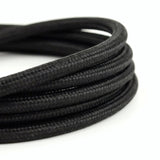 Czarny kabel elektryczny tekstylny - zdjęcie produktu na białym tle 1