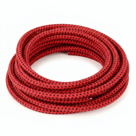 Czerwono-czarny kabel elektryczny tekstylny - zdjęcie produktu na białym tle 8