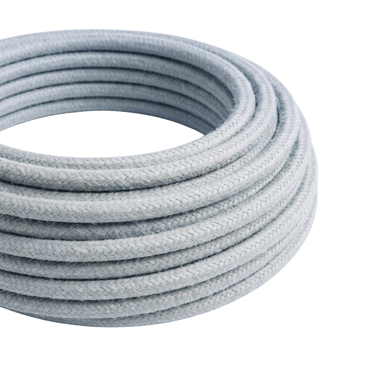 Kabel w oplocie z efektem jedwabiu – Jasny niebiesko-szary