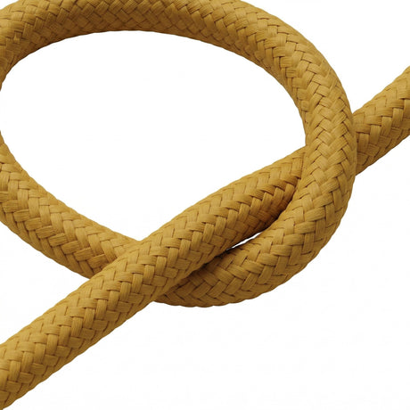 Okrągły kabel w oplocie z efektem jedwabiu – Musztardowy