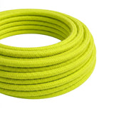 Okrągły kabel w oplocie fluo z efektem jedwabiu – Żółty