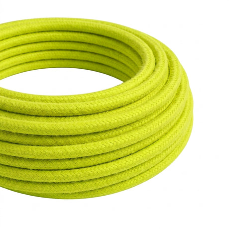 Okrągły kabel w oplocie fluo z efektem jedwabiu – Żółty