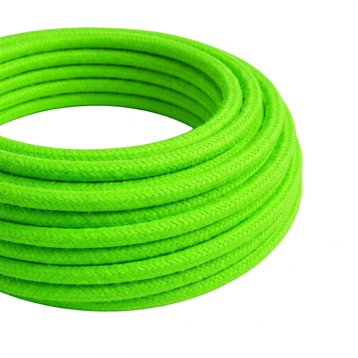 Okrągły kabel w oplocie fluo z efektem jedwabiu – Zielony
