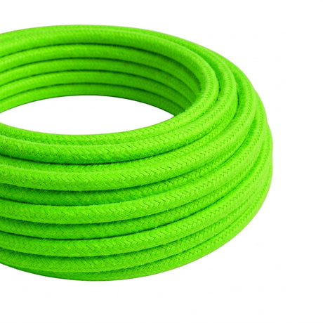 Okrągły kabel w oplocie fluo z efektem jedwabiu – Zielony