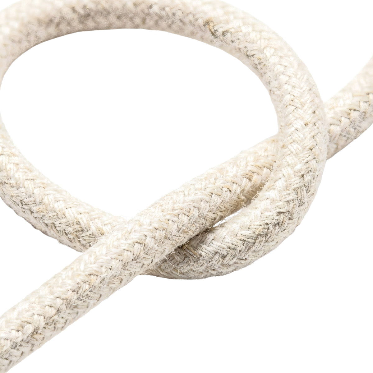 Okrągły kabel w oplocie z naturalnego lnu – Biały