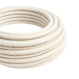 Okrągły kabel w oplocie z naturalnego lnu – Biały