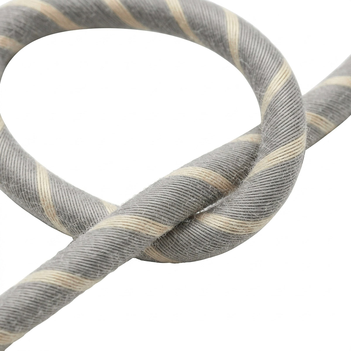 Kabel w oplocie w paski z bawełny i lnu – Krem jajeczny