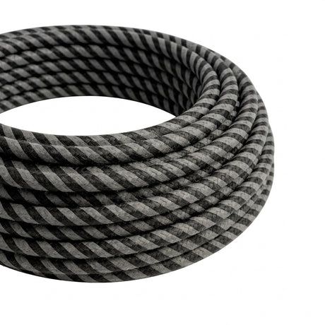 Kabel w oplocie w paski z efektem jedwabiu – Grafit i czerń