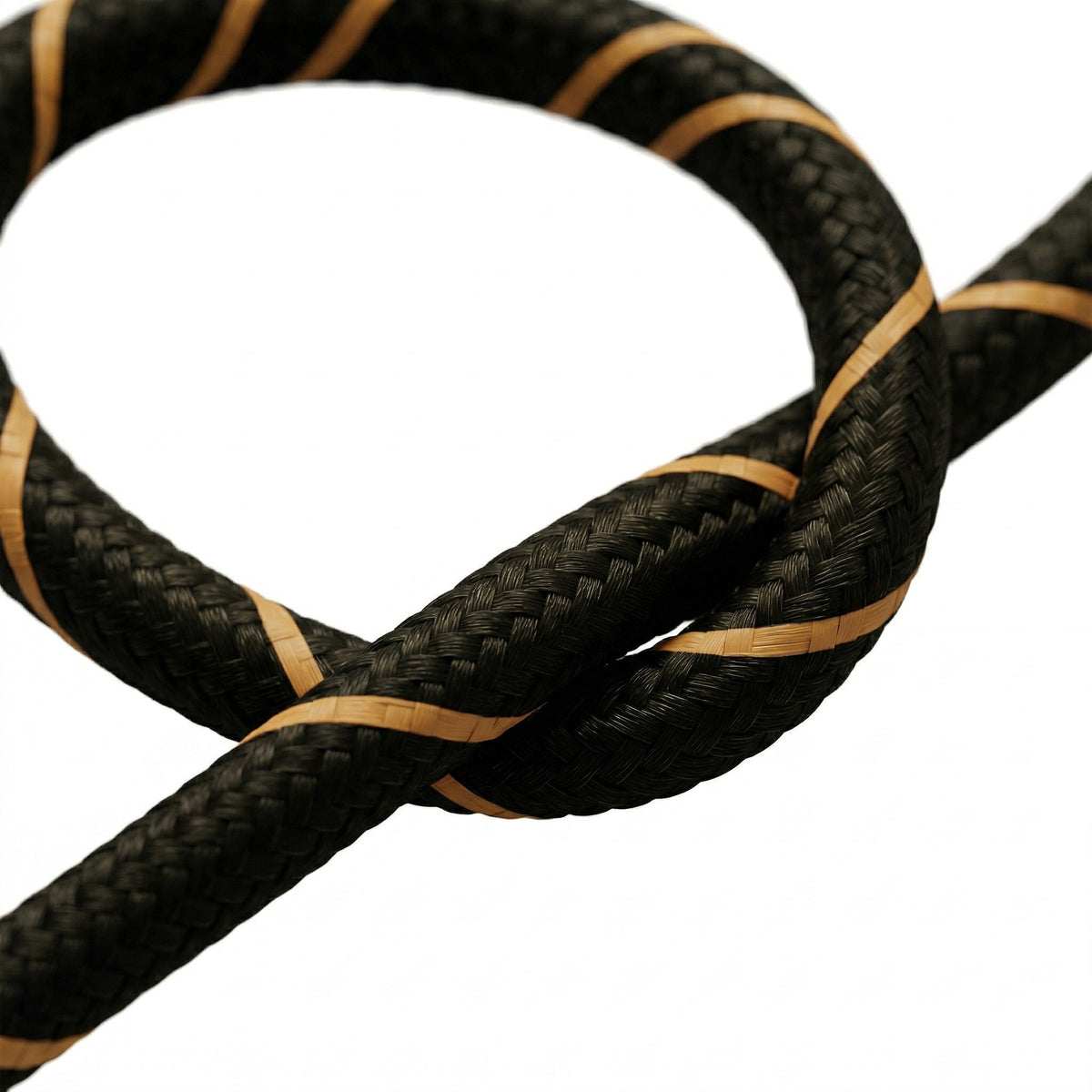 Kabel w oplocie w paski z efektem jedwabiu – Czerń i złoto