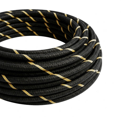 Kabel w oplocie w paski z efektem jedwabiu – Czerń i złoto