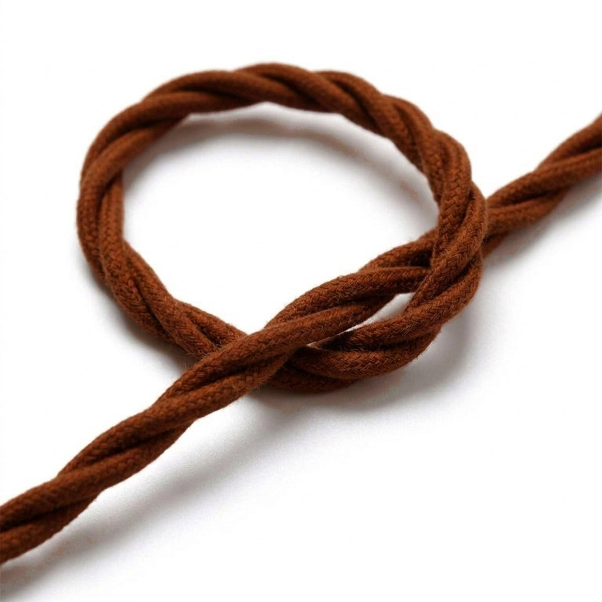 Skręcany kabel w oplocie bawełnianym – Cynamonowy brąz